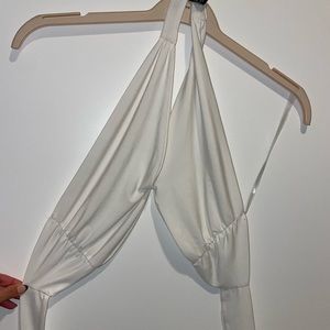 Forever 21 White tie crossover crop top in small